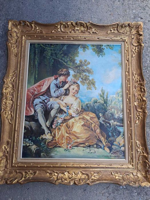 tablou pictura pe panza 73/64 cm reproducere Boucher semnat Schmid