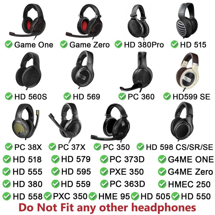 Set 2 bureti pentru casti Sennheiser G4ME Zero Game One HD599 HD598 HD595 HD579 HD569 HD558 HD555 HD518 HD515 HD380 PC38X PC37X PC373D PXE350 HMEC250