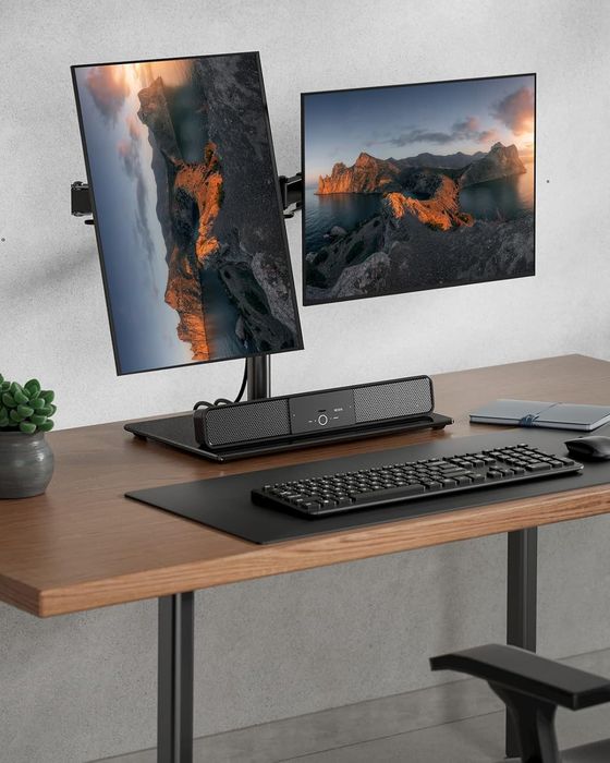 Свободно стояща регулируема стойка за бюро за 2 монитора, ErGear