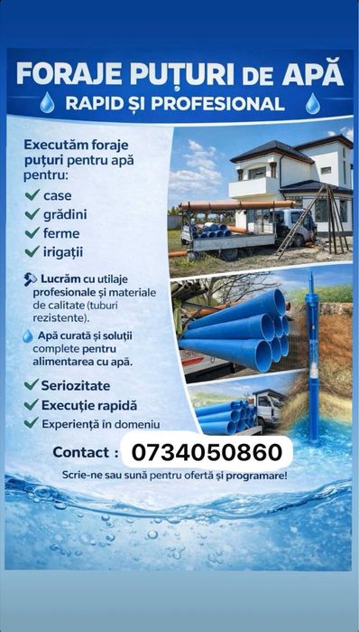 Foraje puțuri apă