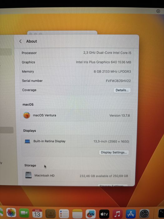 MacBook Pro 13” A1708 | i5 | 8GB RAM | 256GB SSD | Retina