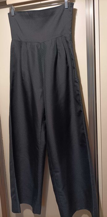 Pantaloni negri largi cu talie înaltă și bretele, măr.M (38-40)
