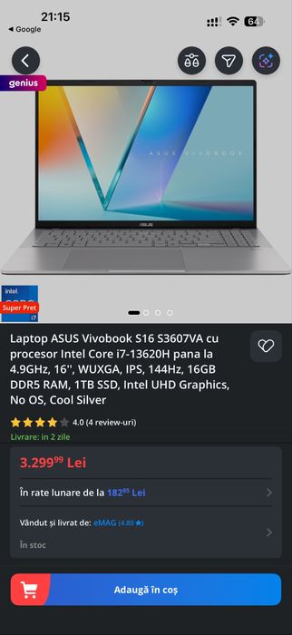 Vand leptopuri noi MSI -Asus -lenovo