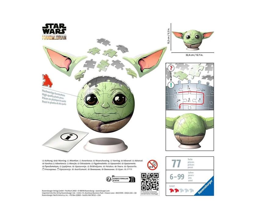 3D Пъзел топка Ravensburger 72 ел. - Мандалорецът: Грогу