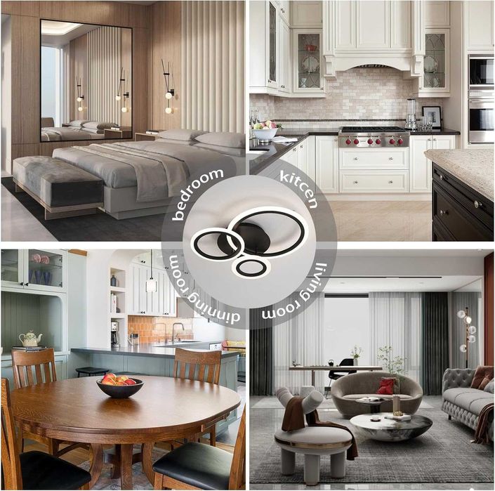 Абажур полилей плафониера 42W LED лампа стена 3 вида светлина бяла