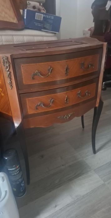 Noptiera lemn masiv și bronz