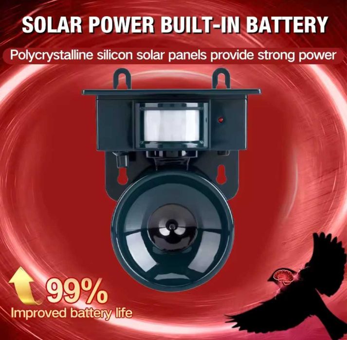 Соларен ултразвуков уред против птици, насекоми и гризачи