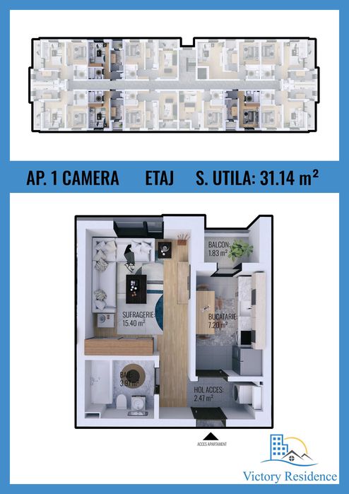 Garsoniera, Victory Residence, Militari, Rezervelor 65, Finisat