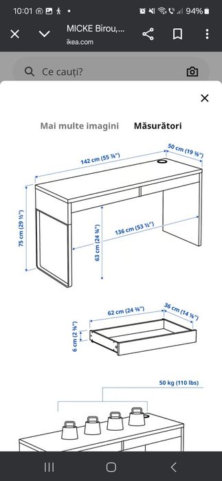 Birou Micke alb Ikea