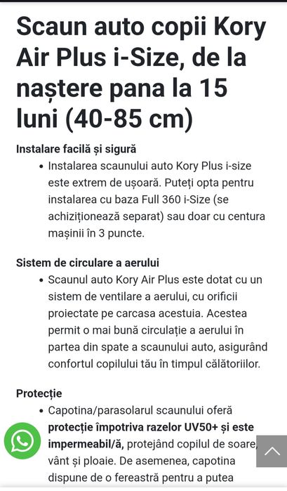 Scoică auto Chicco Kory i-Size, stare foarte bună, 0–13 kg gri