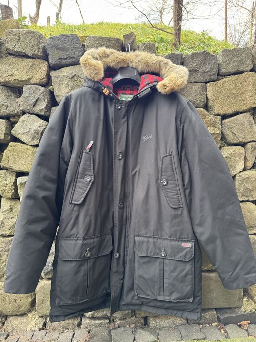 Woolrich parka puf si blana naturala