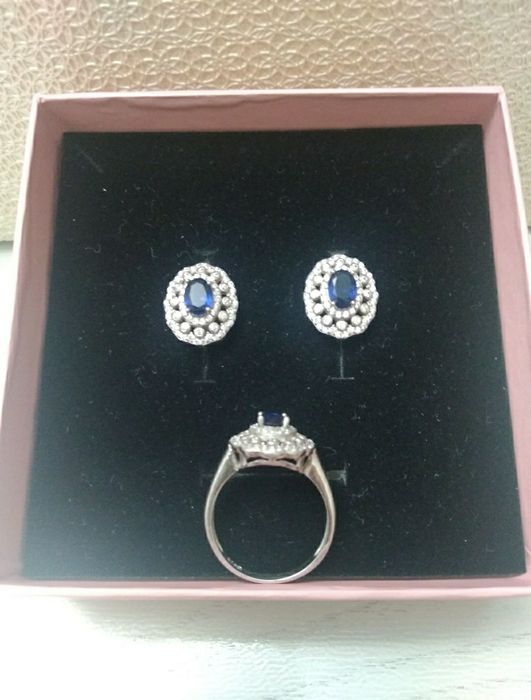 Серьги из серебра, с Сапфирами, Турция.