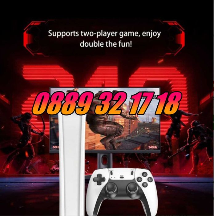 Безжична конзола М15, 30 000+ игри, Два безжични джойстика, 4K HD