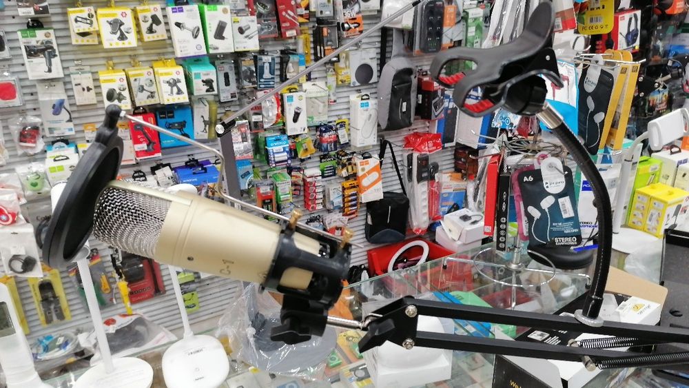 Держатель для микрофона с поп фильтром крепление сотового пантограф