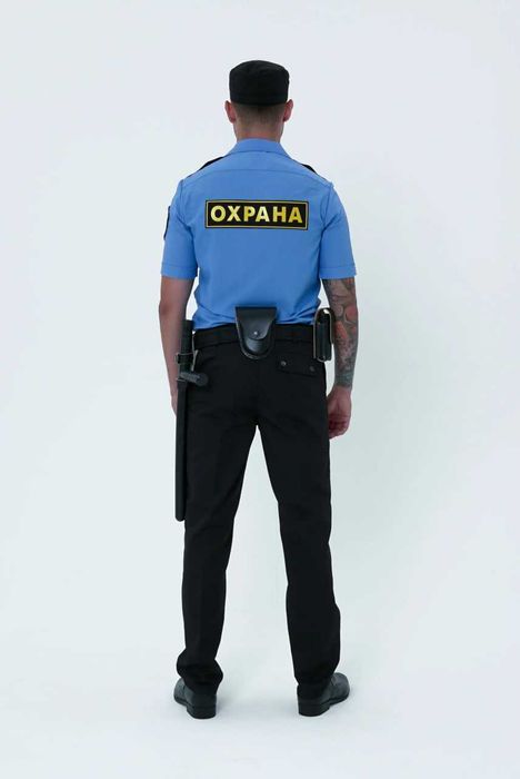 Рубашка охрана длинный рукав черная и голубого цвета