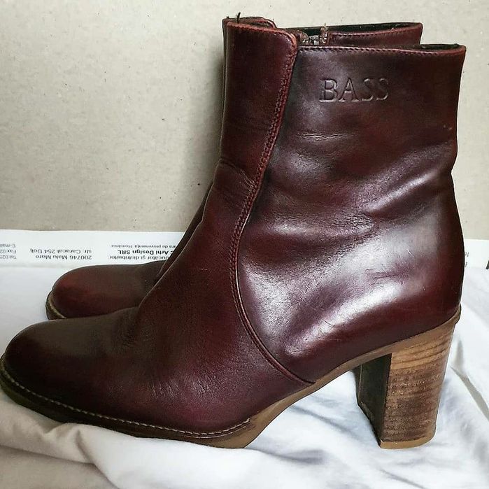 Ghete / botine cu toc piele visinii