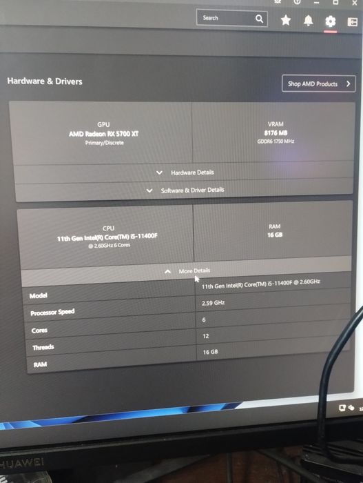 PC Gaming i5 11400f/16gb/SSD/HDD/RX 5700 XT 8gb, eventual monitor