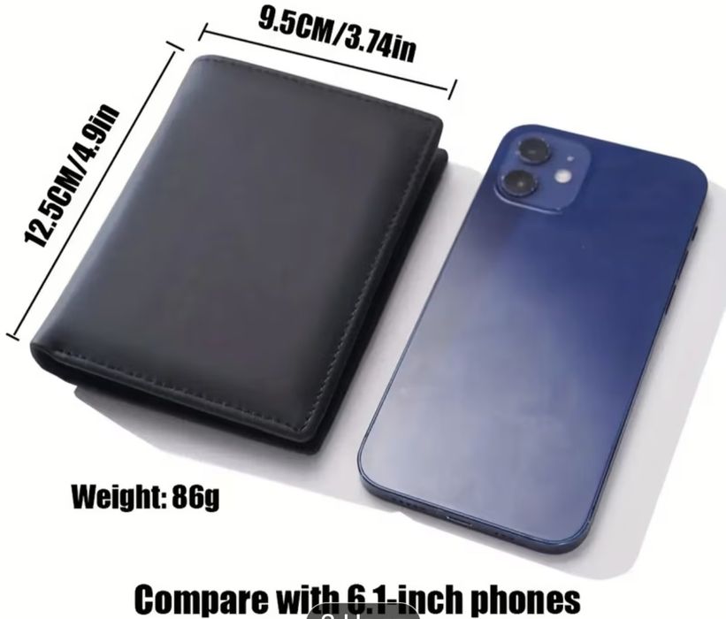 Истински кожен компактен портфейл