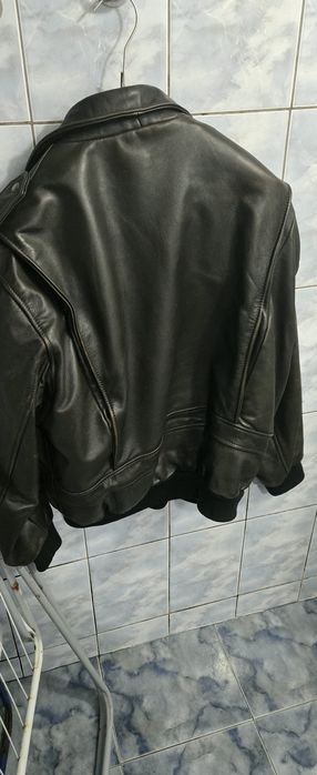 Geacă piele naturală pilot, nr 54 , XL, blană detașabilă