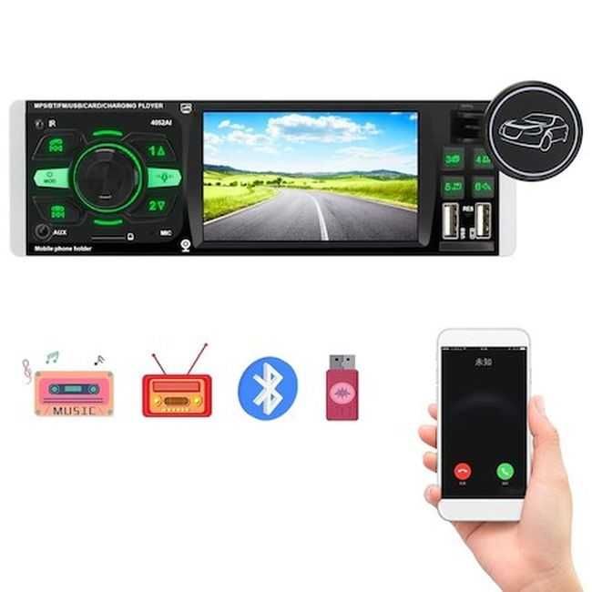 Мултимедия за автомобил Automat, 1 DIN, 2 USB, 4.1 инча, Черен