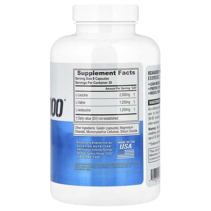 EVLution Nutrition BCAA5000, 240 капсули
