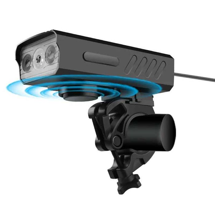 Соларен фар за велосипед с 3*T6 диода, сирена 120dB, 3000Lm