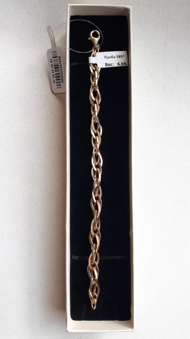 браслет золото, новый, фанон завод, 585-п, 6.69-грам 18-см, хороший по