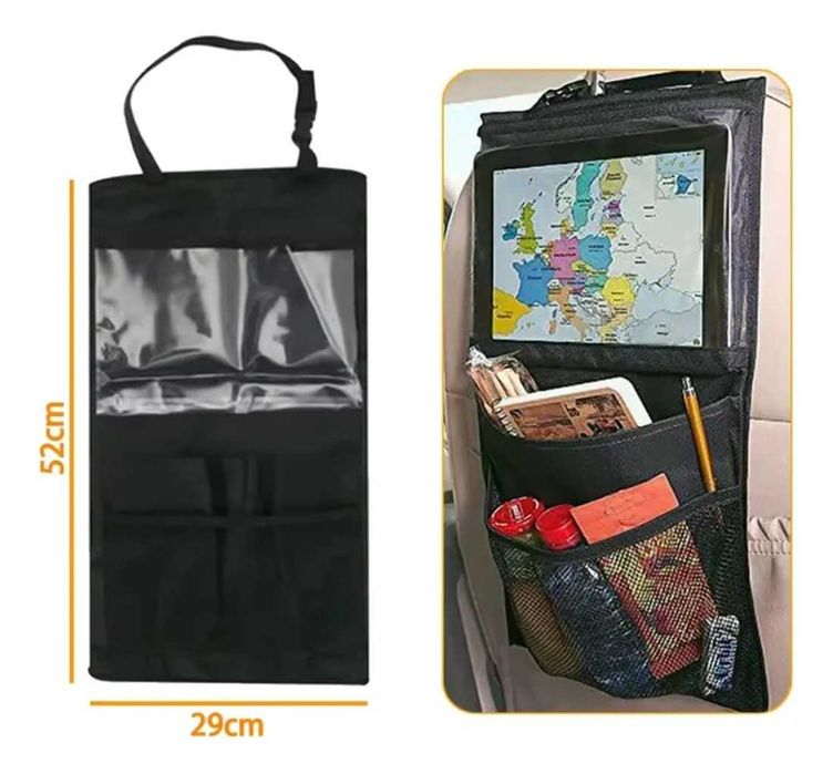 Мултифункционален органайзер за автомобилна седалка с 3 отделения.