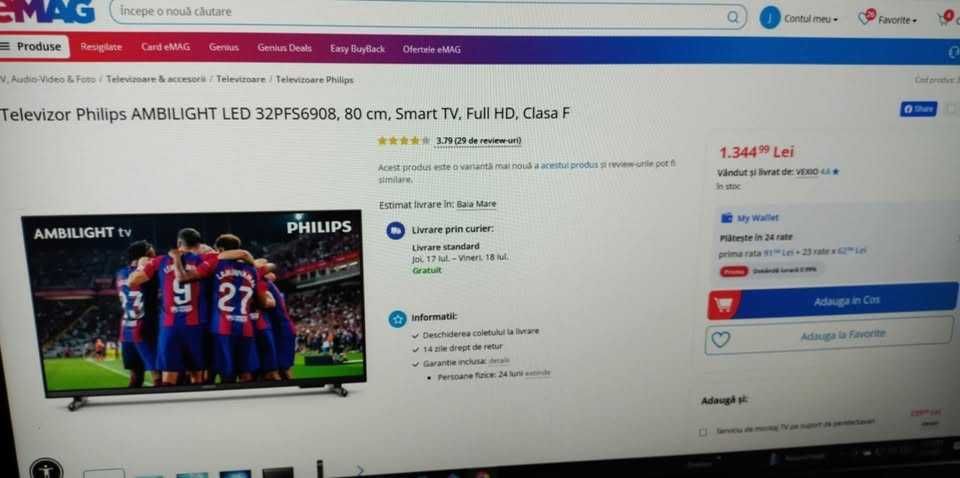 Televizor Philips AMBILIGHT LED 32PFS6908, 80 cm, Smart TV, Full HD