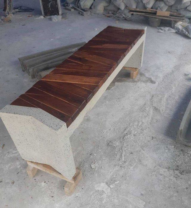 Скамейка мраморная без спинки, урна и лотки