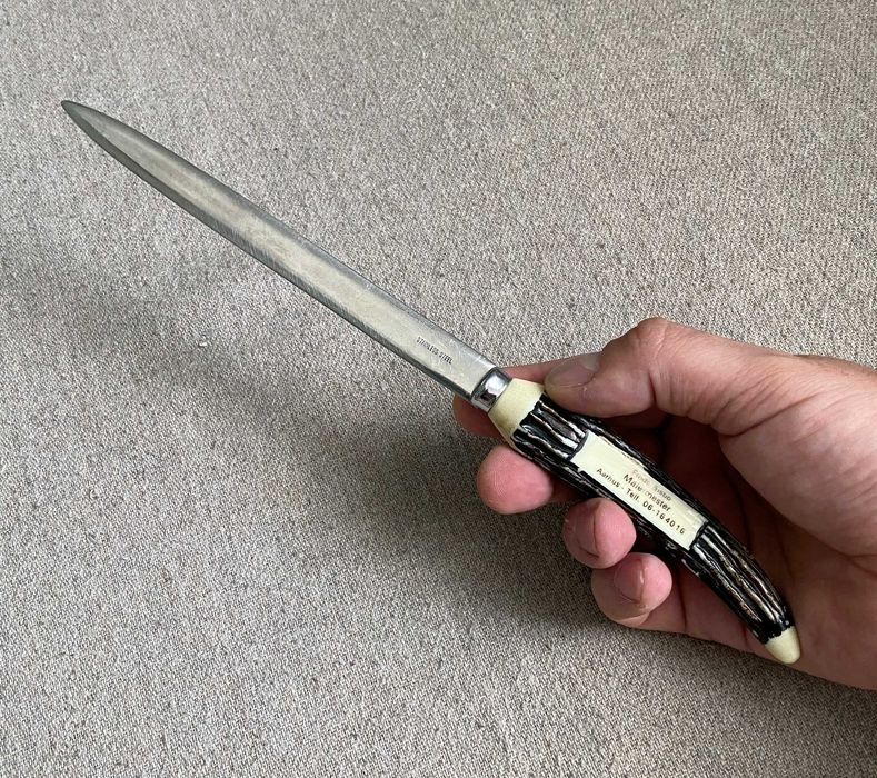 Cutit cu lama dubla de 15 cm - vechi - colectie - cadou