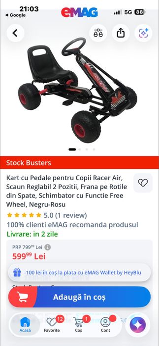 Kart cu pedale pentru copii