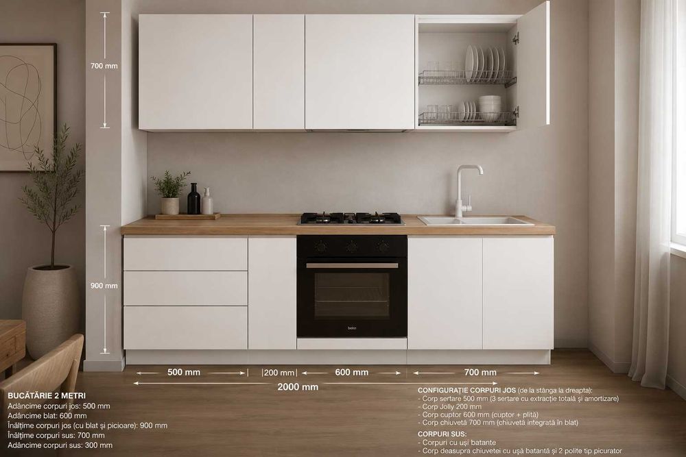 Bucatarie moderna de la 2 la 4 metrii liniari cu accesorii si electrocasnice incluse calitate superioara la cel mai bun pret detalii la telefon