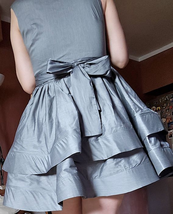 Rochie de seara gri cu perle rochie dama ocazie