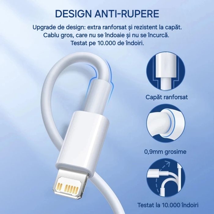 Cablu Apple încărcare+transfer date Ultra Fast Charge. Upgrade Platină