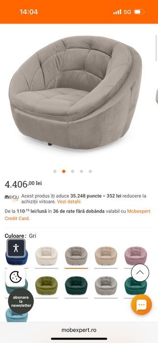 Canapea si 2 fotolii rotative Chicago Mobexpert