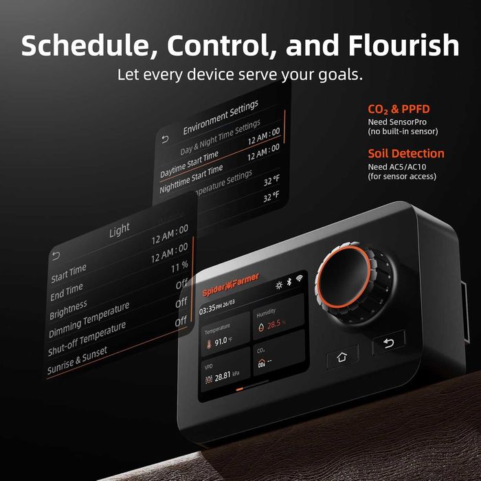 Spider Farmer Kit crestere plante indoor, Reglaj Automat