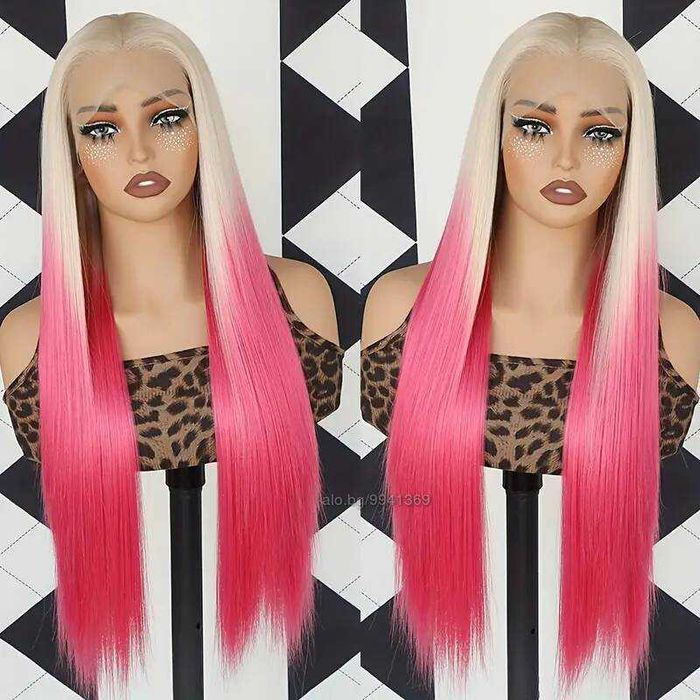 Лейс Фронт Права Руса Перука с Розови Краища — 13×4