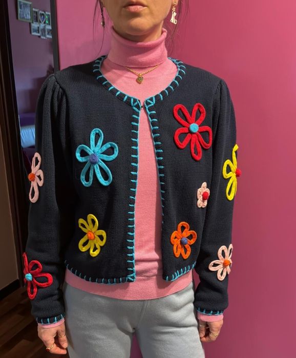 Bluza Zara, S, bumbac, cu flori aplicate