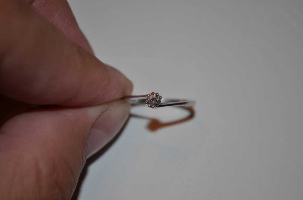 INEL AUR alb 18K + 1 Diamant = 0.15ct. - De logodna -Vintage Solitaire