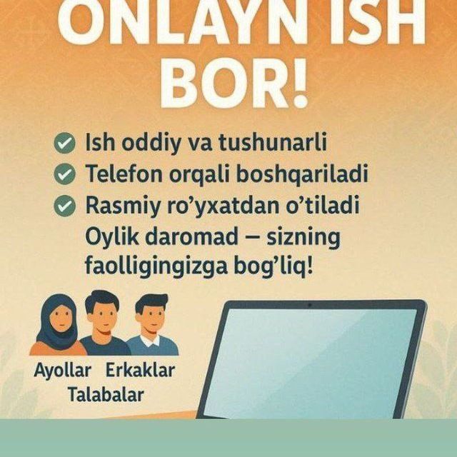 Onlayn daromad qilishni urgatamiz