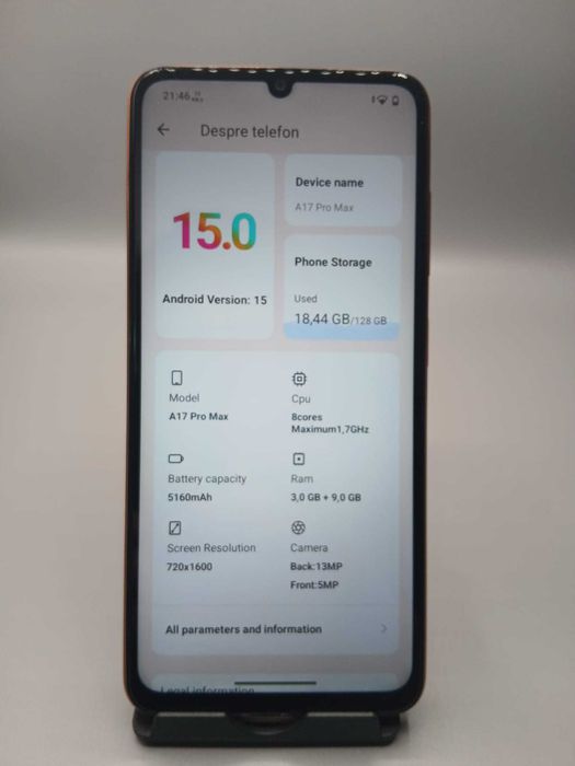 Hotwav A17 Pro Max Portocaliu, 3GB+9GB RAM, Stocare 128GB
