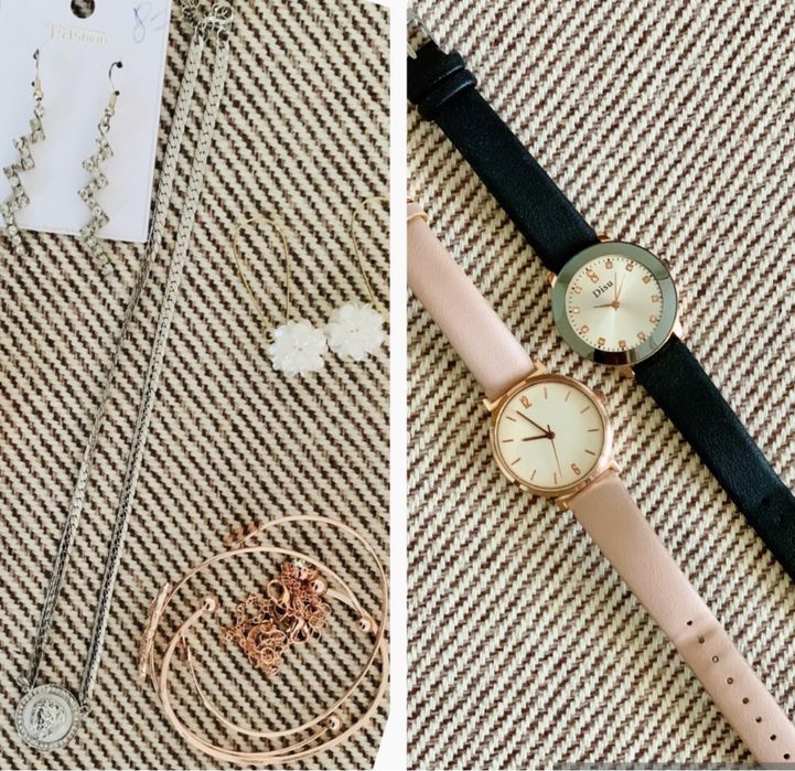 Нови дамски обеци , часовник , гривни и колие