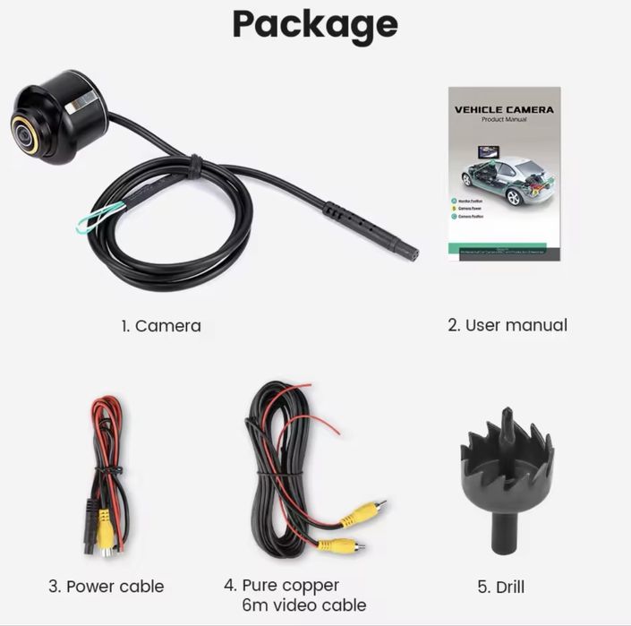 Camera auto marsarier, oglinzi retrovizoare sau frontal golden lens