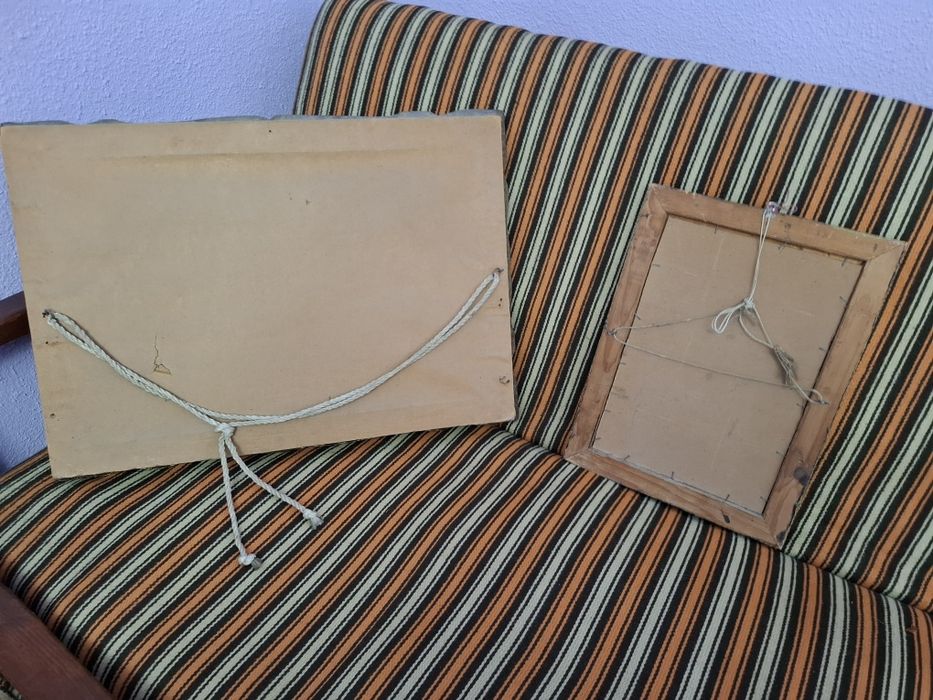 Set 2 tablouri vechi în ulei (1977) – Ramă Baroc / Decor Vintage Iași