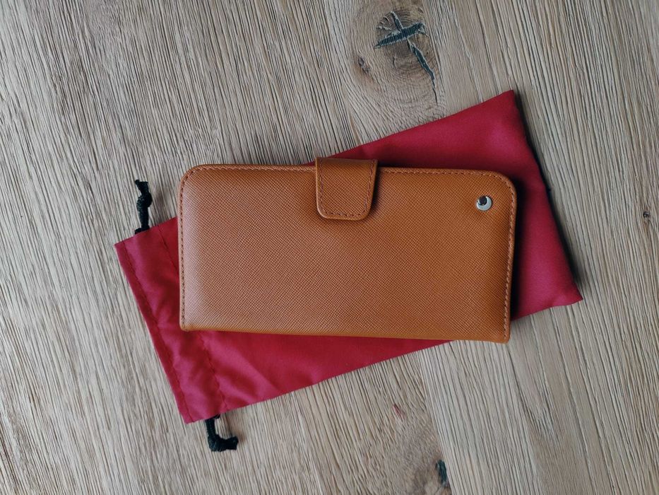 Husa Iphone 17 Pro Max - NOREVE - Orange Vibrant - leather wallet case