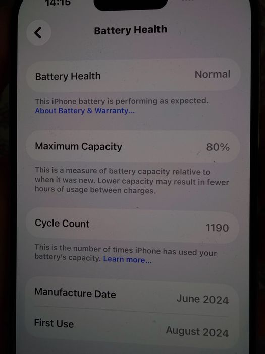 Iphone 15 PRO 128 GB 30% bat