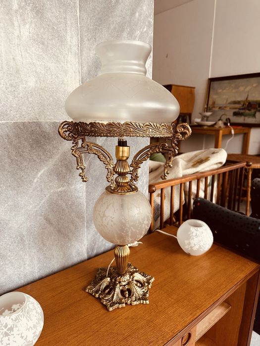 Антикварна бронзова лампа – Франция, края на XIX / нач. XX в.