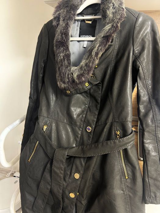 Kensol Яке от еко кожа с вата и гарнитура от зайче