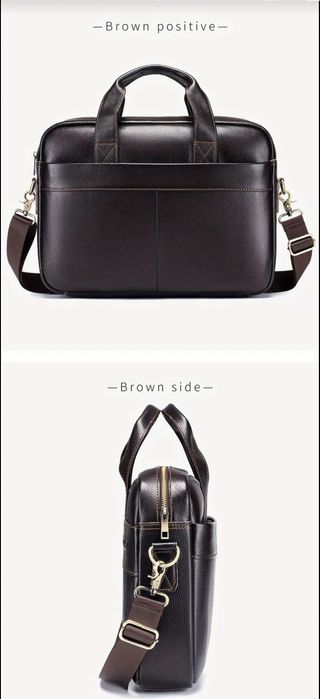 Мъжка кожена чанта за лаптоп 15,6”/Премиум естест. кожа -10% Промоция!